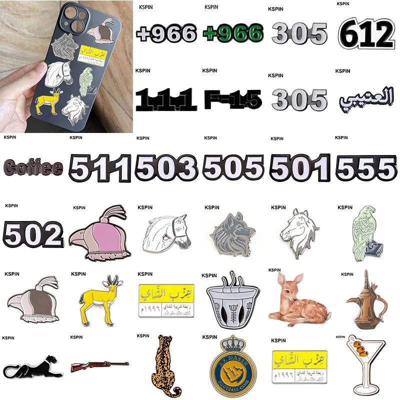 Saudi Arabia Mobile Phone 3M Sticker Badge Metal Pin Broooches Pins