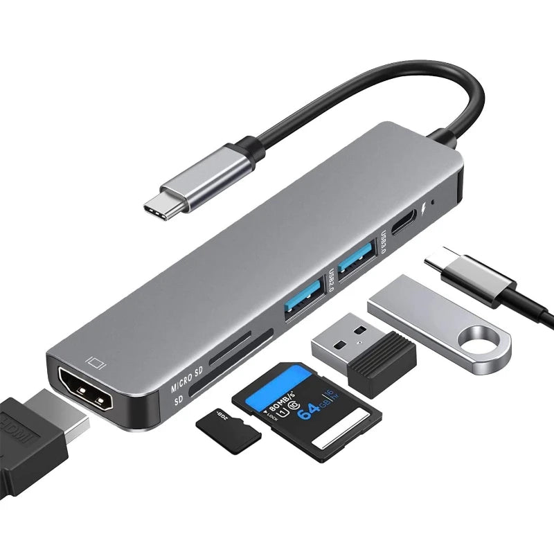USB C Hub to 4K HDMI-Compatible USB 3.0 2.0 Type C PD Charging Dock for MacBook iPad Samsung S10 Dex TV Mouse Keyboard U Disk