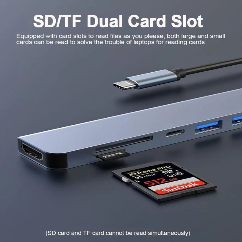 USB C Hub to 4K HDMI-Compatible USB 3.0 2.0 Type C PD Charging Dock for MacBook iPad Samsung S10 Dex TV Mouse Keyboard U Disk