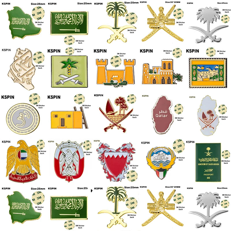 Saudi Arabia Mobile Phone 3M Sticker Badge Metal Pin Broooches Pins